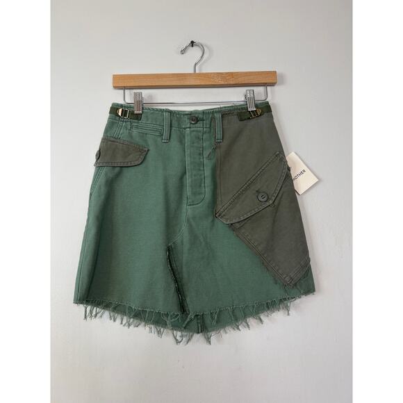NWT Mother The G.I. Jane Frayed Cargo On The Double Green Mini Skirt Size: 25 - Picture 2 of 8